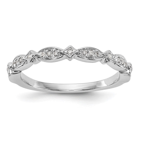 Anillo de Boda Completo en Oro Blanco de 14k con Diamantes Naturales de 1/15 Quilates