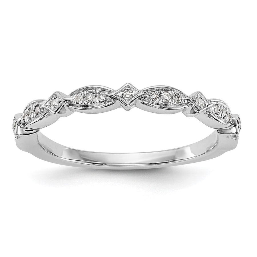 Anillo de Boda Completo en Oro Blanco de 14k con Diamantes Naturales de 1/15 Quilates