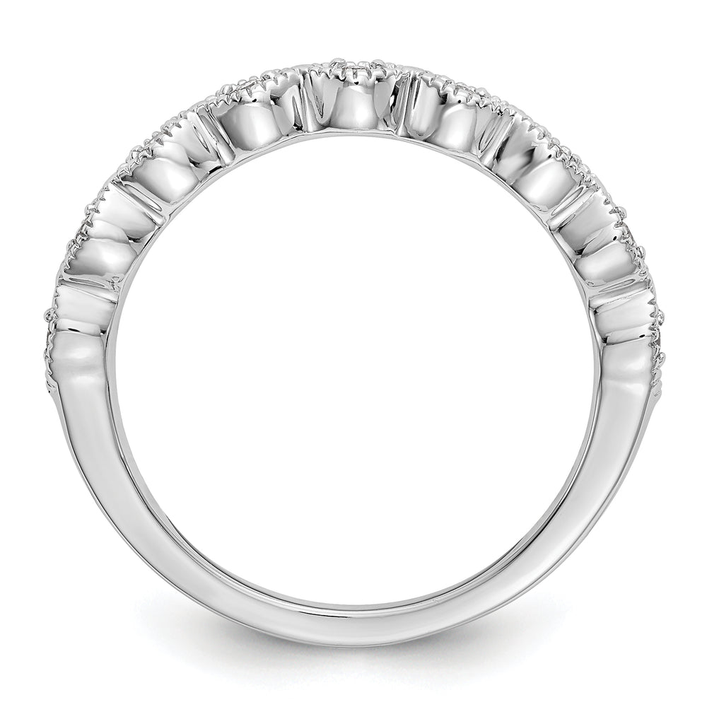  Alianza de Boda Completa en Oro Blanco de 14k con Diamantes de 1/10 Quilates