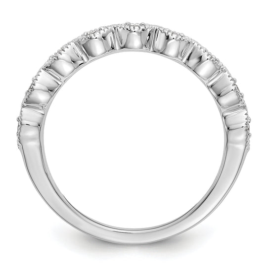  Alianza de Boda Completa en Oro Blanco de 14k con Diamantes de 1/10 Quilates