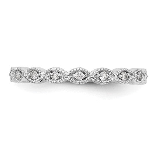  Alianza de Boda Completa en Oro Blanco de 14k con Diamantes de 1/10 Quilates