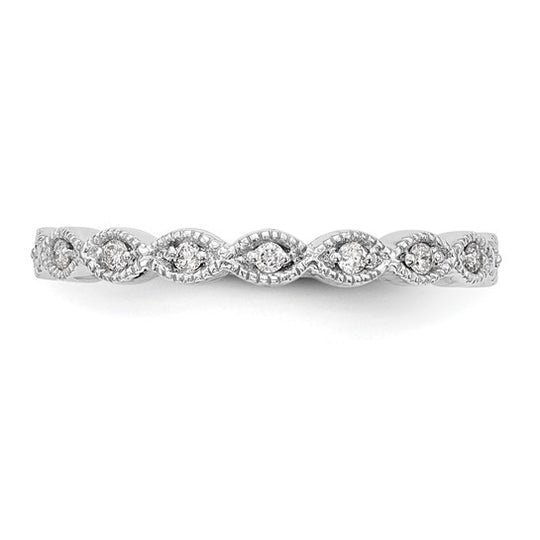  Alianza de Boda Completa en Oro Blanco de 14k con Diamantes de 1/10 Quilates