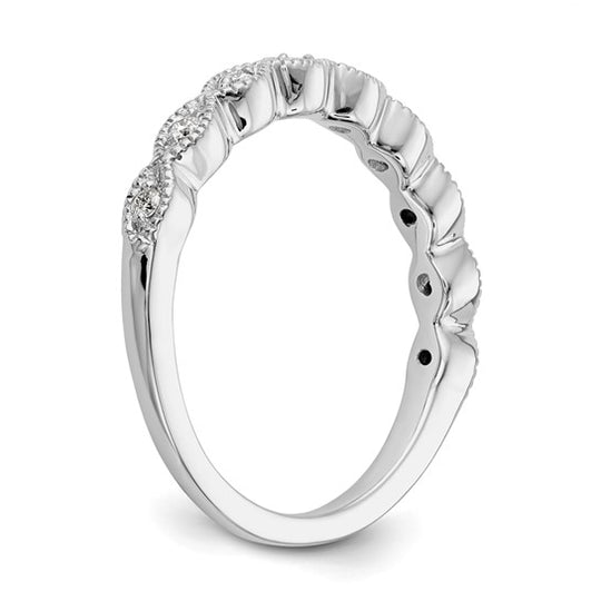  Alianza de Boda Completa en Oro Blanco de 14k con Diamantes de 1/10 Quilates