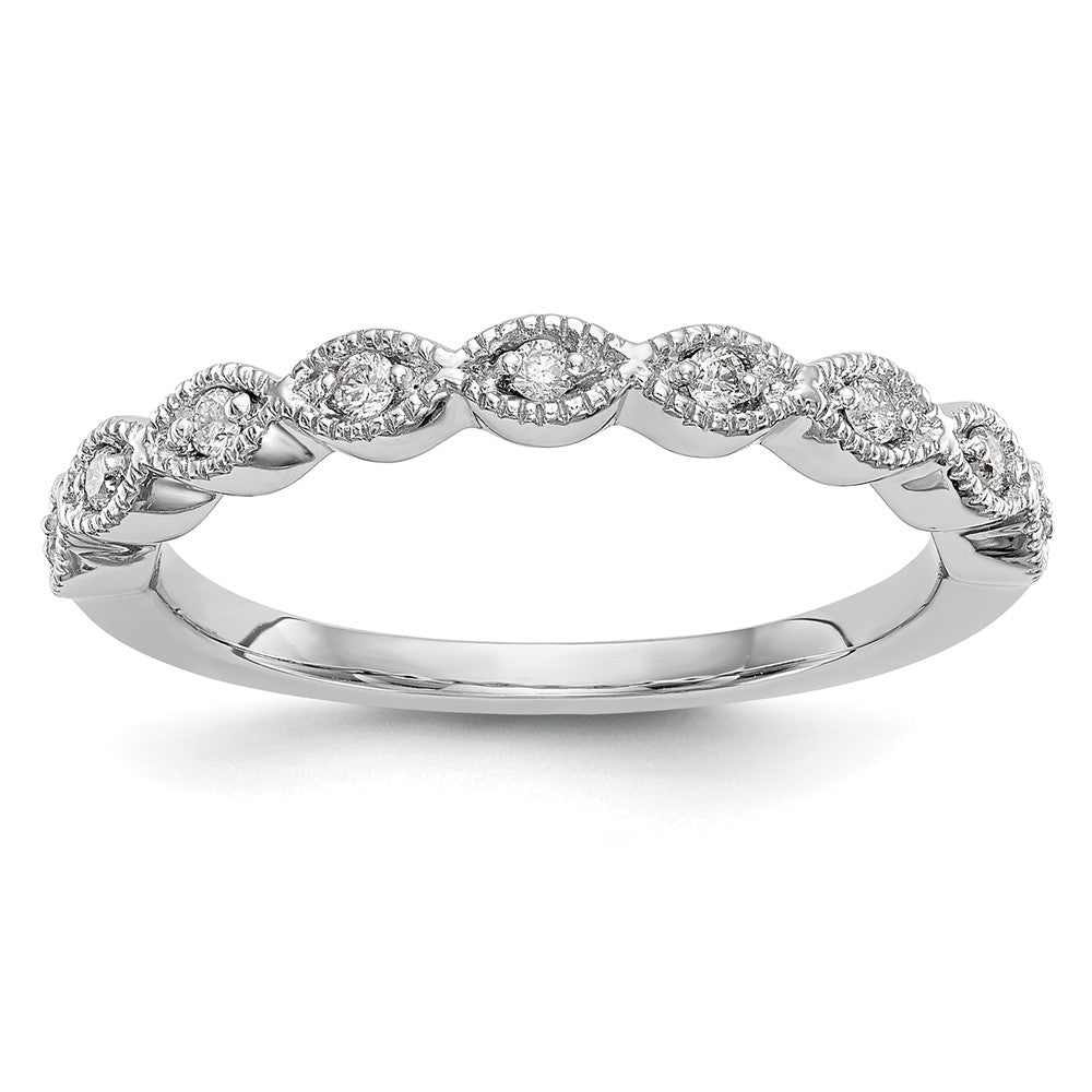  Alianza de Boda Completa en Oro Blanco de 14k con Diamantes de 1/10 Quilates