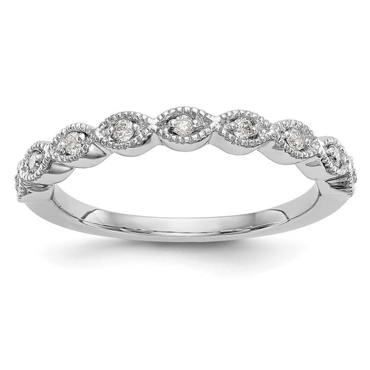  Alianza de Boda Completa en Oro Blanco de 14k con Diamantes de 1/10 Quilates