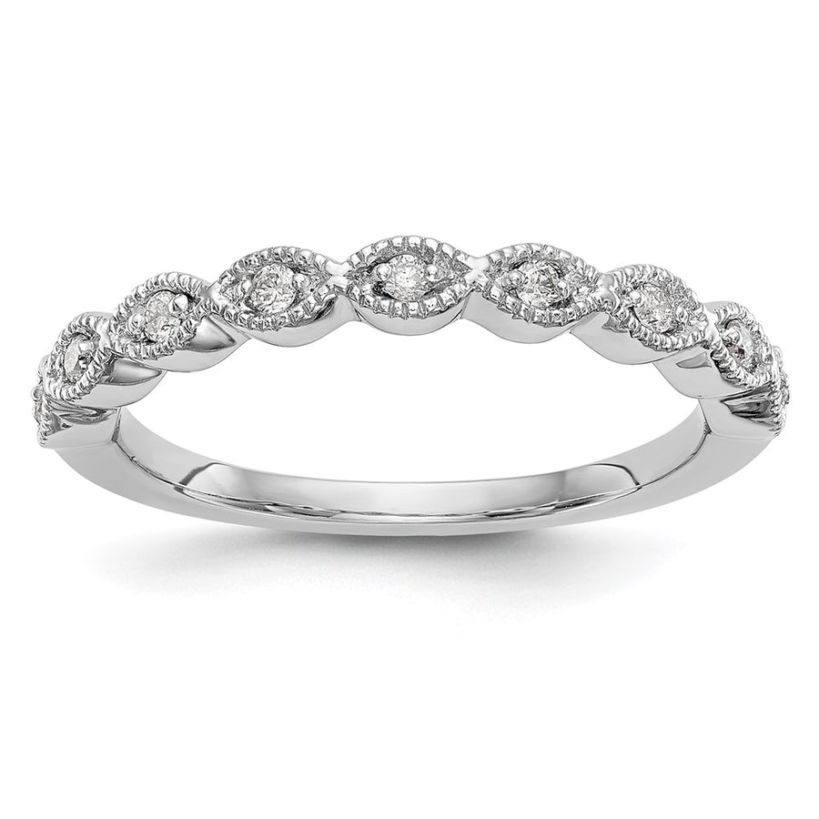  Alianza de Boda Completa en Oro Blanco de 14k con Diamantes de 1/10 Quilates