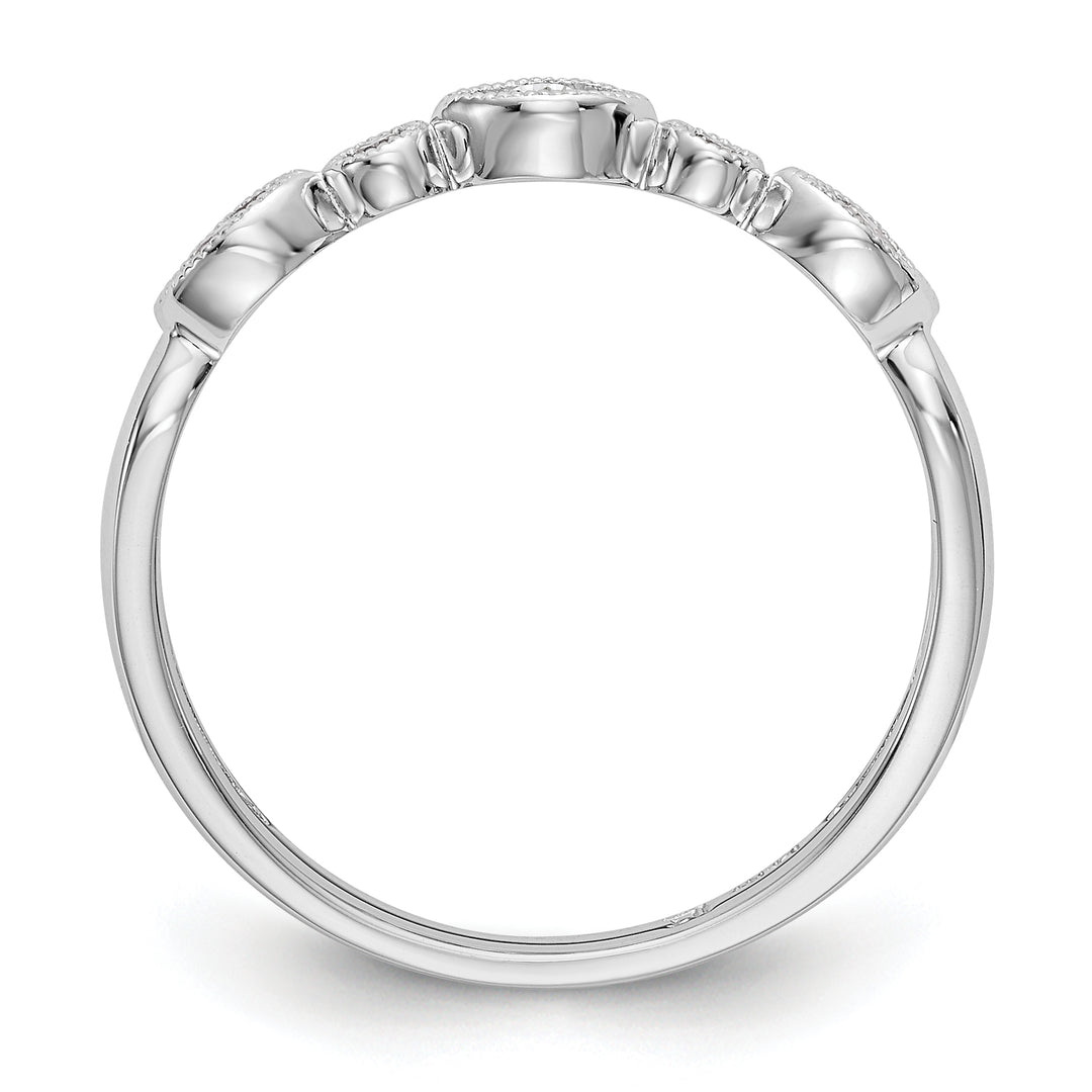 Anillo de Boda Completo con Diseño Torcido en Oro Blanco de 14K y Diamantes Naturales de 1/8 Quilates