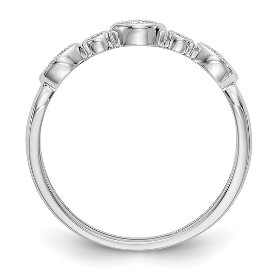 Anillo de Boda Completo con Diseño Torcido en Oro Blanco de 14K y Diamantes Naturales de 1/8 Quilates