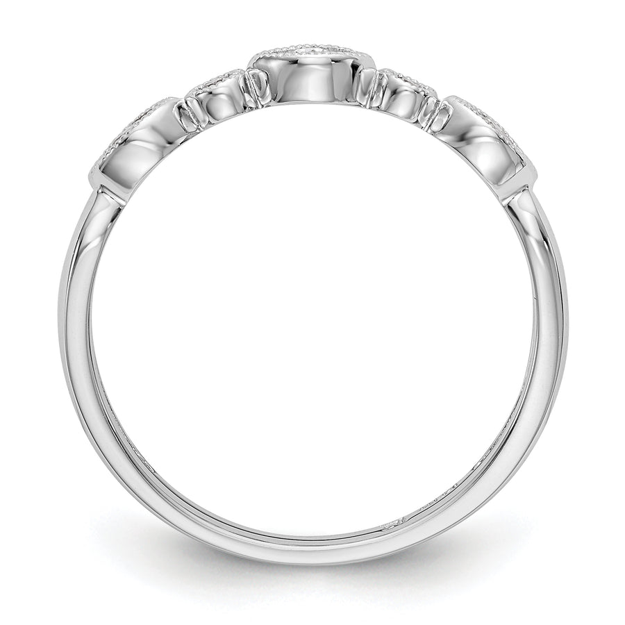 Anillo de Boda Completo con Diseño Torcido en Oro Blanco de 14K y Diamantes Naturales de 1/8 Quilates