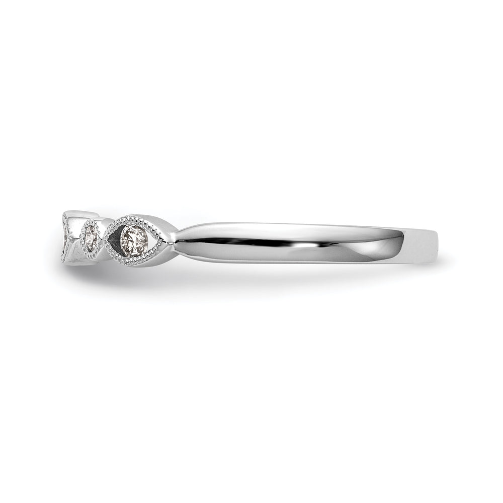 Anillo de Boda Completo con Diseño Torcido en Oro Blanco de 14K y Diamantes Naturales de 1/8 Quilates