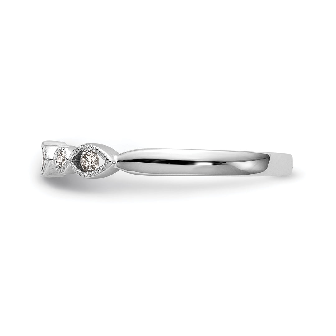 Anillo de Boda Completo con Diseño Torcido en Oro Blanco de 14K y Diamantes Naturales de 1/8 Quilates