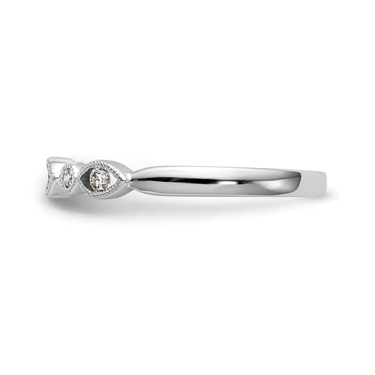 Anillo de Boda Completo con Diseño Torcido en Oro Blanco de 14K y Diamantes Naturales de 1/8 Quilates