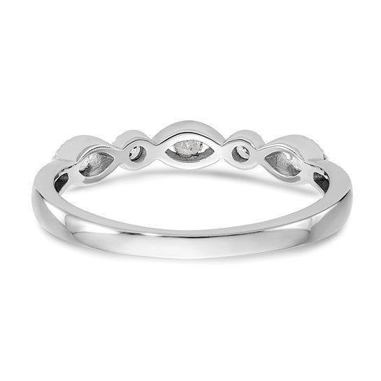 Anillo de Boda Completo con Diseño Torcido en Oro Blanco de 14K y Diamantes Naturales de 1/8 Quilates