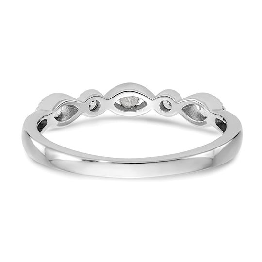 Anillo de Boda Completo con Diseño Torcido en Oro Blanco de 14K y Diamantes Naturales de 1/8 Quilates