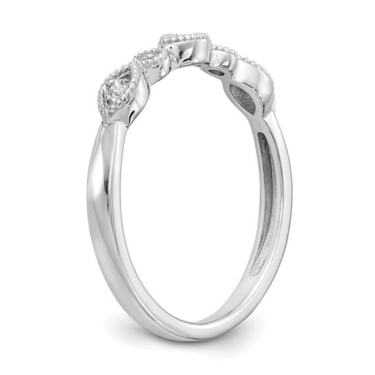Anillo de Boda Completo con Diseño Torcido en Oro Blanco de 14K y Diamantes Naturales de 1/8 Quilates