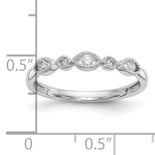 Anillo de Boda Completo con Diseño Torcido en Oro Blanco de 14K y Diamantes Naturales de 1/8 Quilates