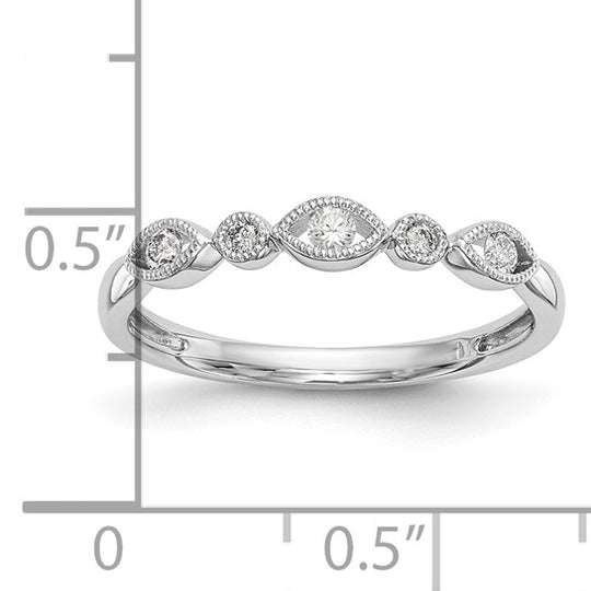 Anillo de Boda Completo con Diseño Torcido en Oro Blanco de 14K y Diamantes Naturales de 1/8 Quilates