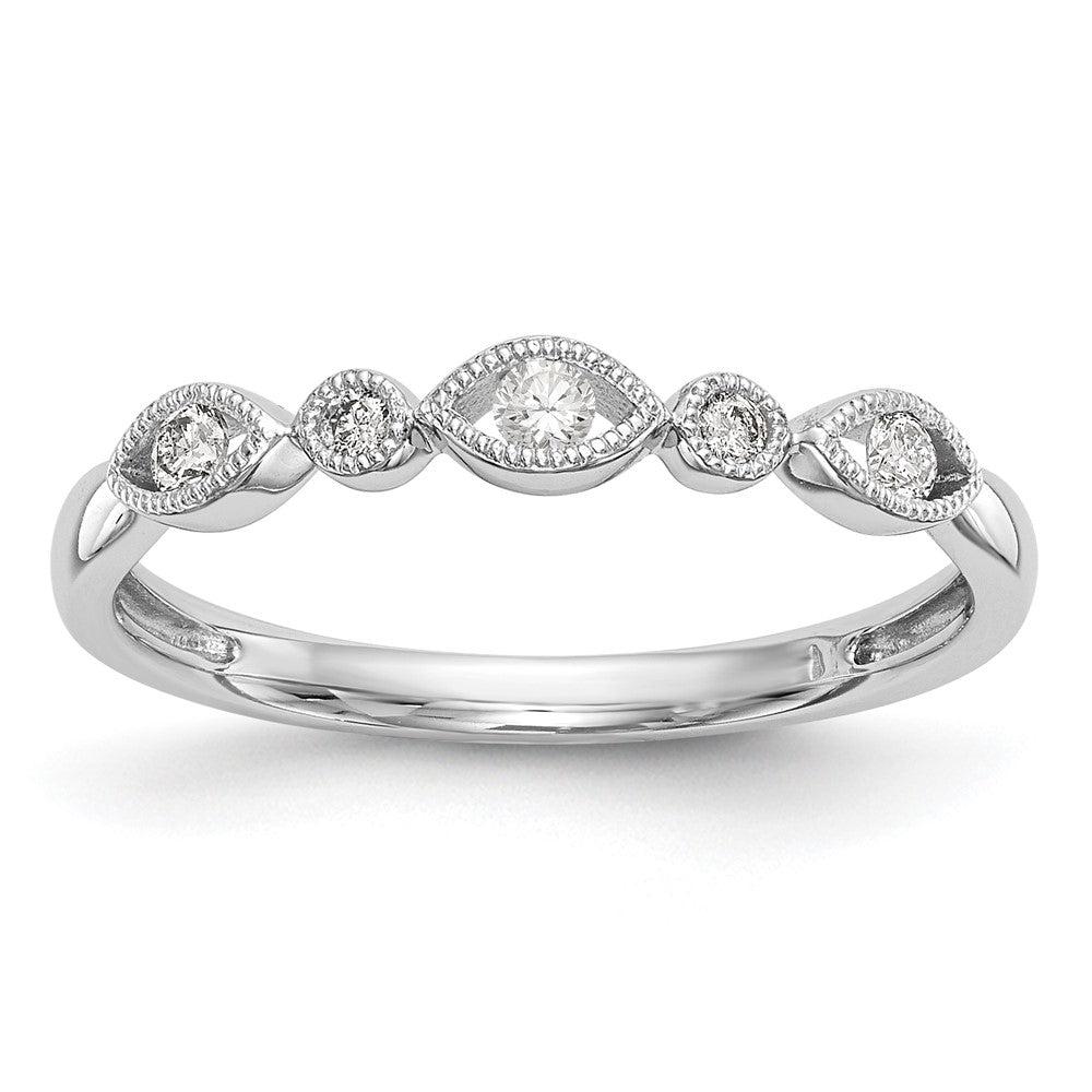 Anillo de Boda Completo con Diseño Torcido en Oro Blanco de 14K y Diamantes Naturales de 1/8 Quilates