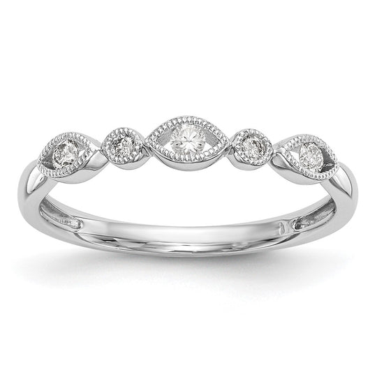 Anillo de Boda Completo con Diseño Torcido en Oro Blanco de 14K y Diamantes Naturales de 1/8 Quilates