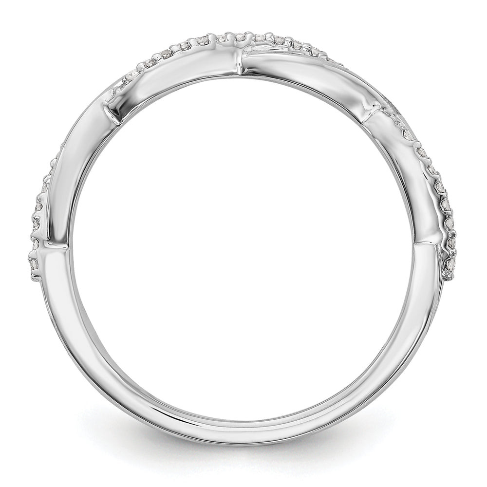 Anillo de Boda en Oro Blanco de 14K con Diseño de Torzal y 1/8 Quilate de Diamantes Completos