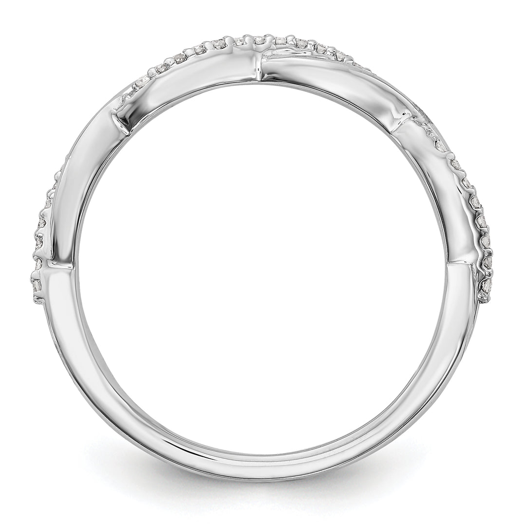 Anillo de Boda en Oro Blanco de 14K con Diseño de Torzal y 1/8 Quilate de Diamantes Completos