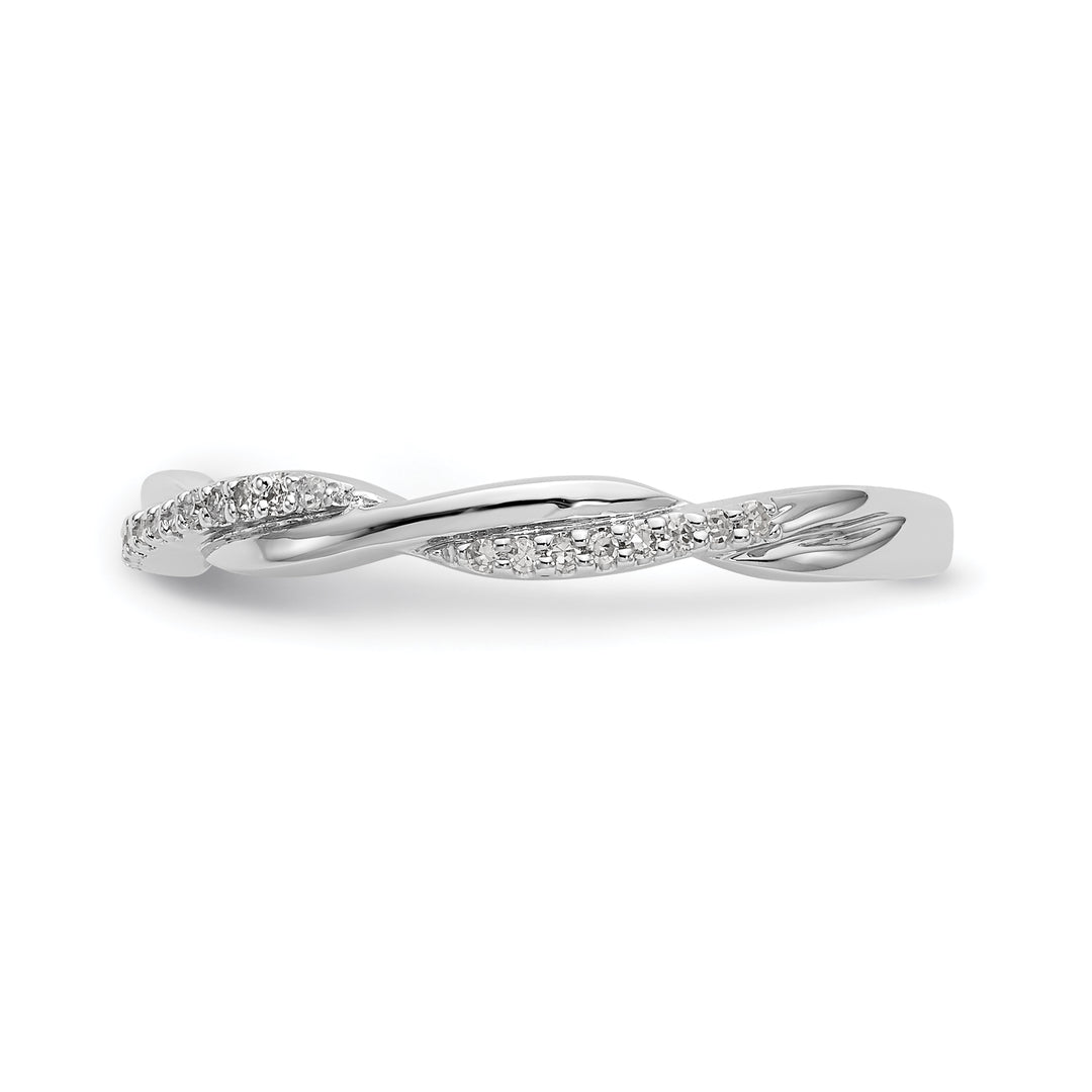 Anillo de Boda en Oro Blanco de 14K con Diseño de Torzal y 1/8 Quilate de Diamantes Completos
