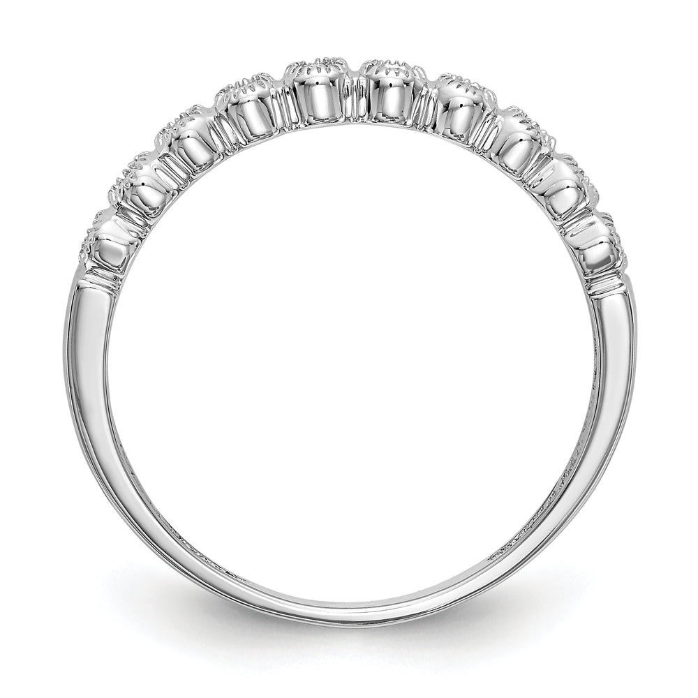 Anillo de Boda Completo con Diamantes de 1/10 Quilate en Oro Blanco de 14K con Engaste Biselado