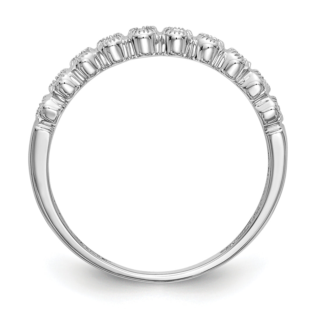 Anillo de Boda Completo con Diamantes de 1/10 Quilate en Oro Blanco de 14K con Engaste Biselado