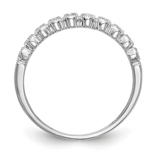 Anillo de Boda Completo con Diamantes de 1/10 Quilate en Oro Blanco de 14K con Engaste Biselado