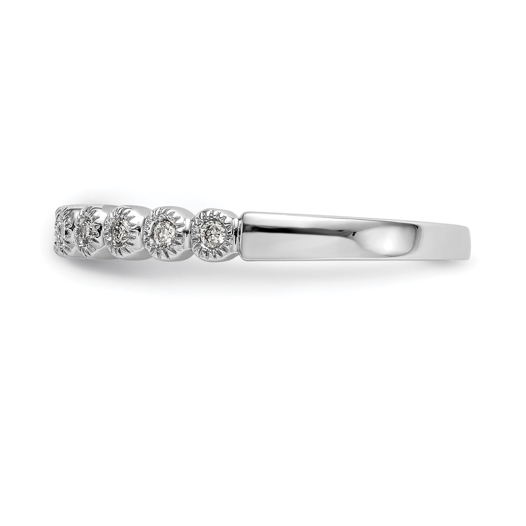 Anillo de Boda Completo con Diamantes de 1/10 Quilate en Oro Blanco de 14K con Engaste Biselado