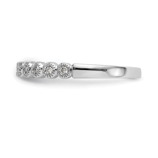 Anillo de Boda Completo con Diamantes de 1/10 Quilate en Oro Blanco de 14K con Engaste Biselado