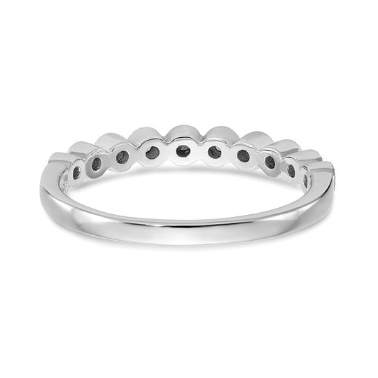 Anillo de Boda Completo con Diamantes de 1/10 Quilate en Oro Blanco de 14K con Engaste Biselado