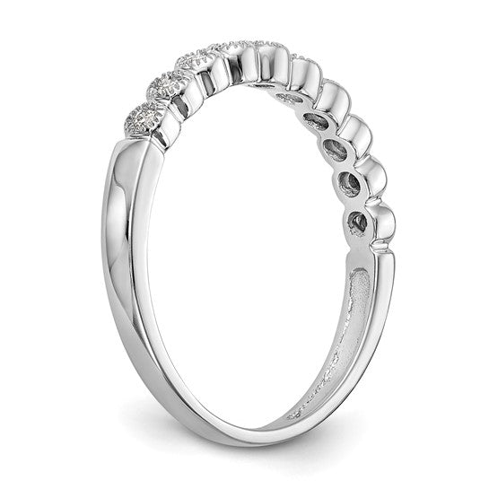 Anillo de Boda Completo con Diamantes de 1/10 Quilate en Oro Blanco de 14K con Engaste Biselado