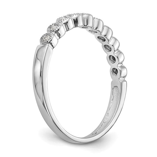 Anillo de Boda Completo con Diamantes de 1/10 Quilate en Oro Blanco de 14K con Engaste Biselado