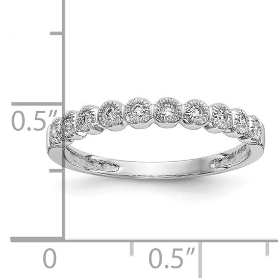 Anillo de Boda Completo con Diamantes de 1/10 Quilate en Oro Blanco de 14K con Engaste Biselado