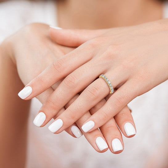 Alianza de Boda Completa con Diamantes de Laboratorio de 1 Quilate en Oro Amarillo de 14K