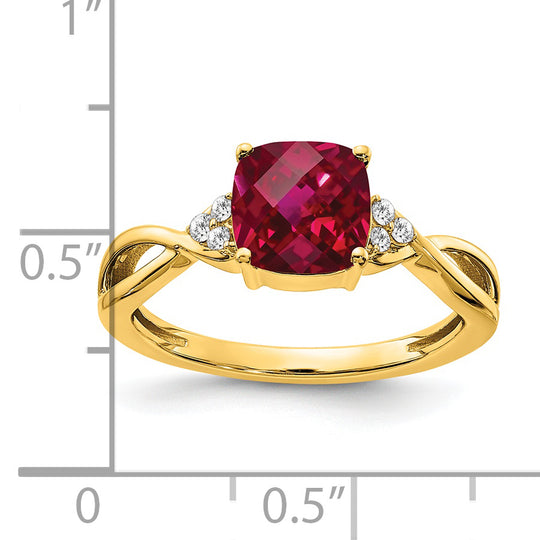 Anillo con Diamantes y Rubí creado en Forma de Tablero de Ajedrezen Oro de 14k