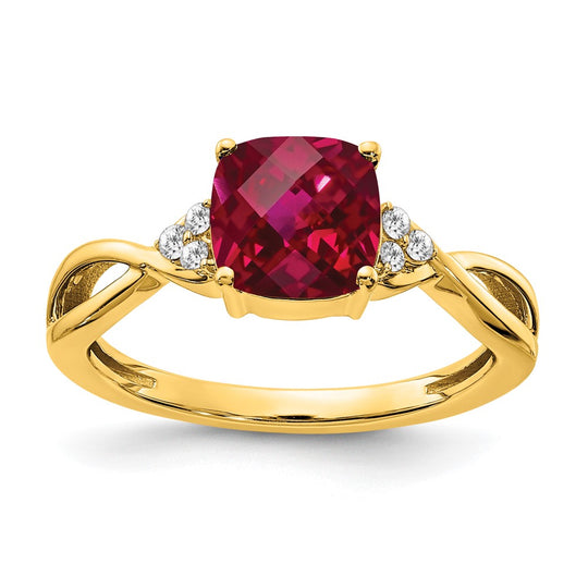 Anillo con Diamantes y Rubí creado en Forma de Tablero de Ajedrezen Oro de 14k