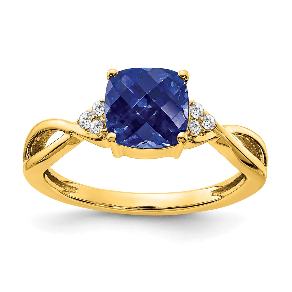 Created Sapphire and Diamond Ring in 14k Yellow Gold – Amore Mio!