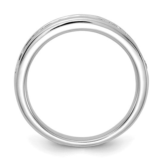 Anillo de Oro Blanco de 14k con Diamantes de Laboratorio de 3/4 Quilate, Pureza VS/SI+ y Color G+ con Engaste de Canal Completo