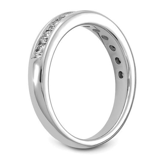 Anillo de Oro Blanco de 14k con Diamantes de Laboratorio de 3/4 Quilate, Pureza VS/SI+ y Color G+ con Engaste de Canal Completo