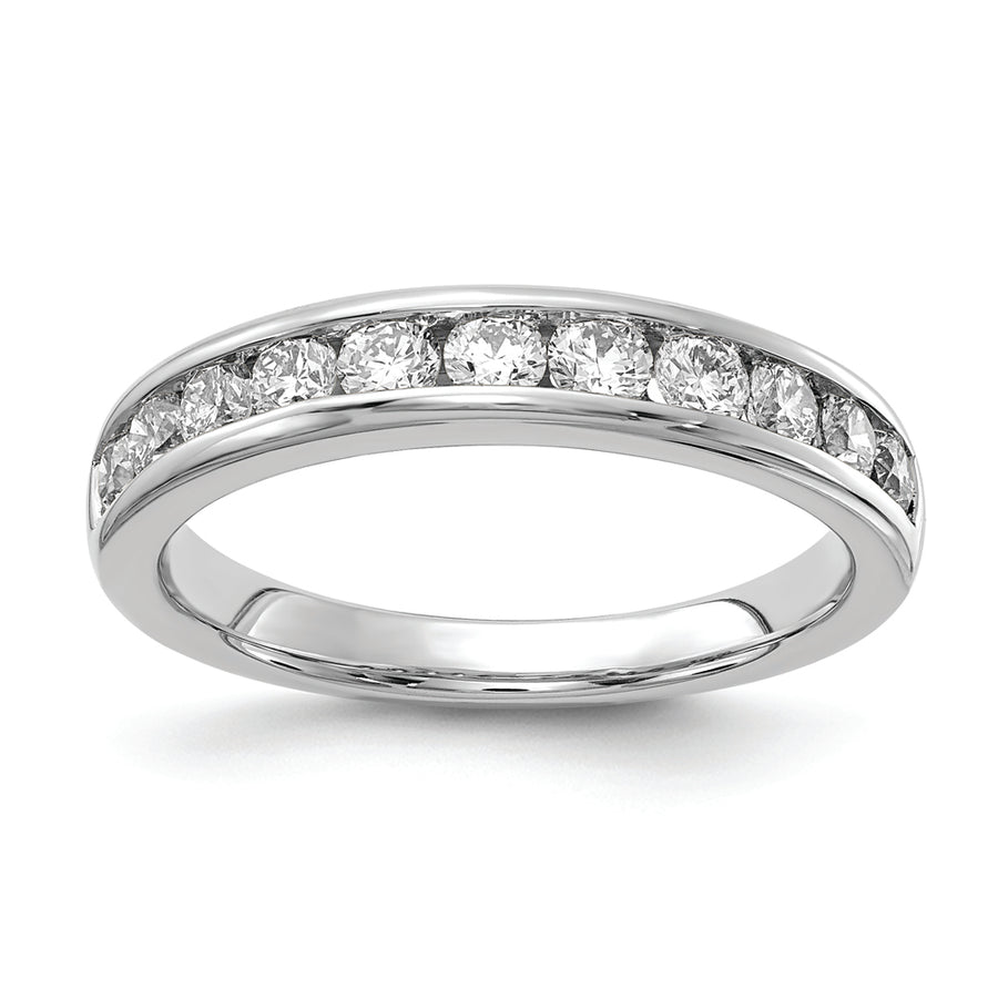 Anillo de Oro Blanco de 14k con Diamantes de Laboratorio de 3/4 Quilate, Pureza VS/SI+ y Color G+ con Engaste de Canal Completo