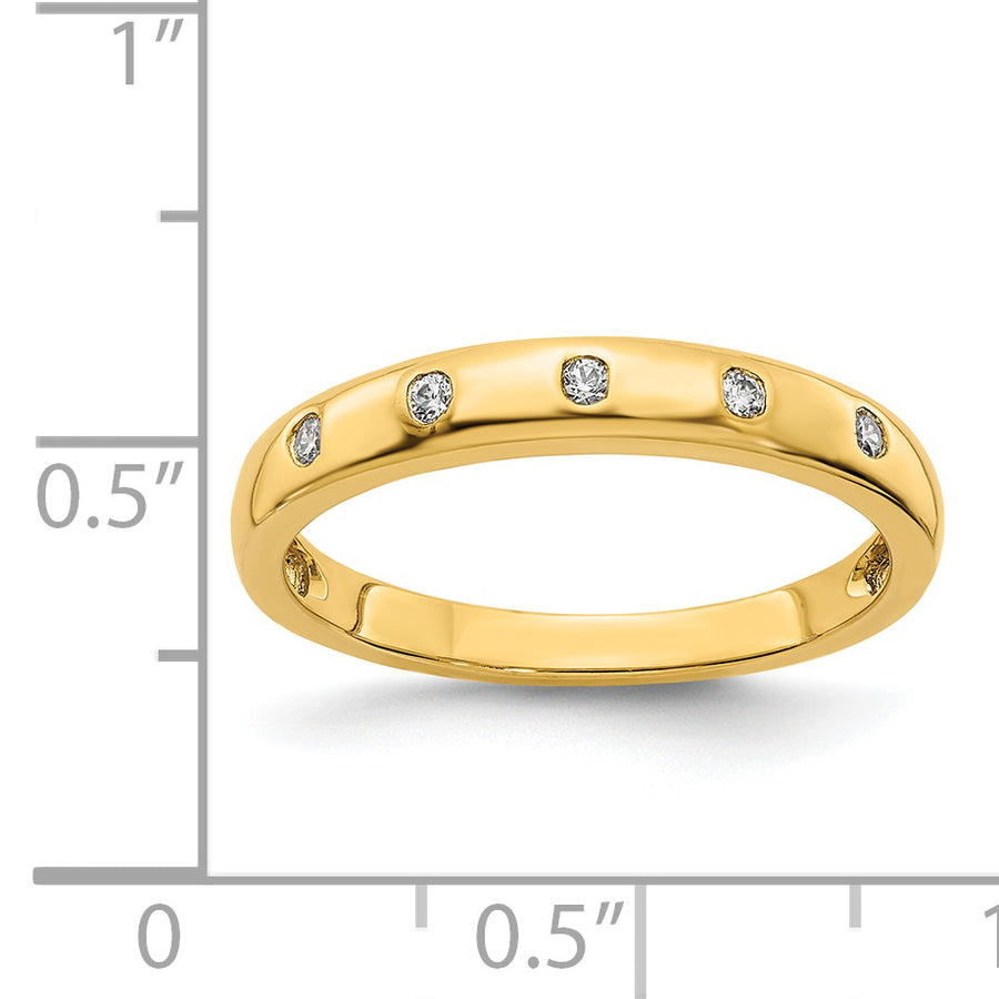 Argolla con  Diamantes de 5 Piedras en Oro Amarillo de 14k