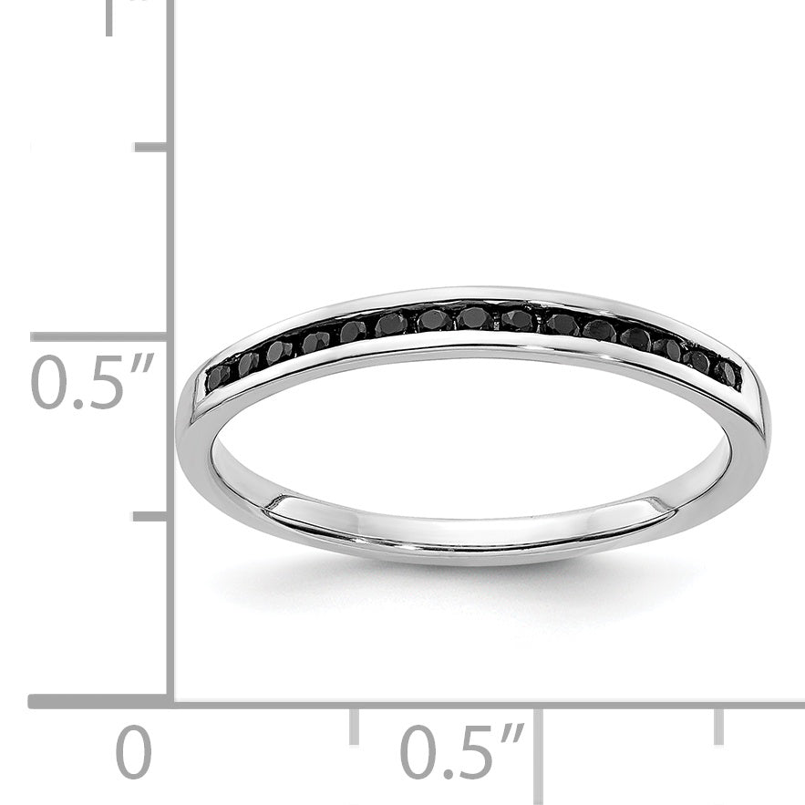 Anillo de Canal con Diamantes Negros en Oro Blanco de 14K