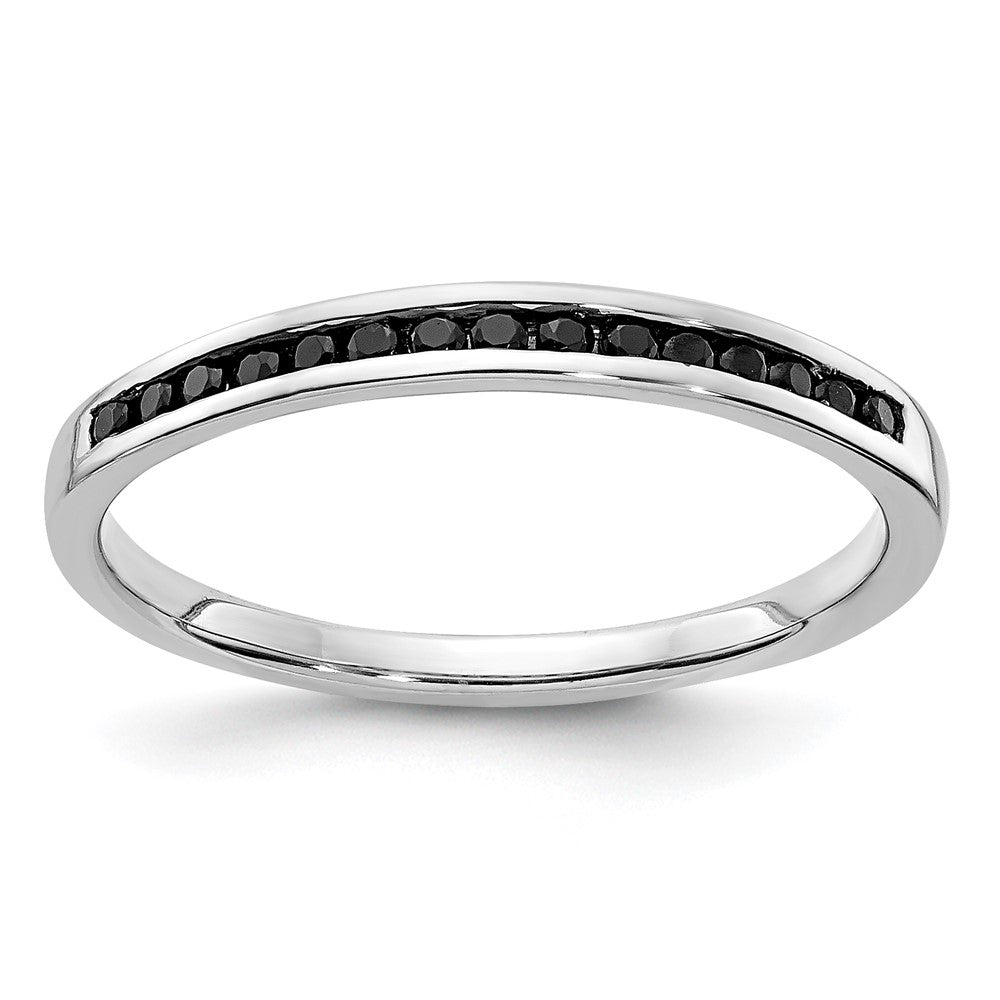 Anillo de Canal con Diamantes Negros en Oro Blanco de 14K