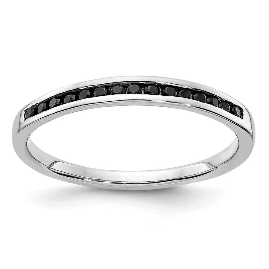Anillo de Canal con Diamantes Negros en Oro Blanco de 14K