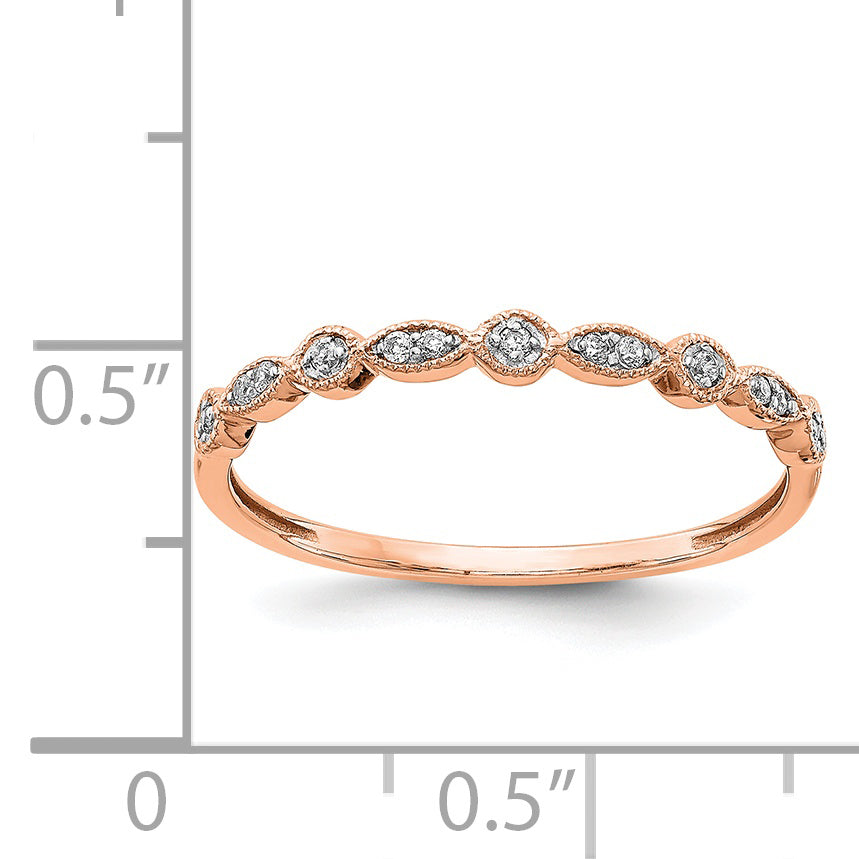 Anillo Elegante de Diamantes en Oro Rosa de 14k