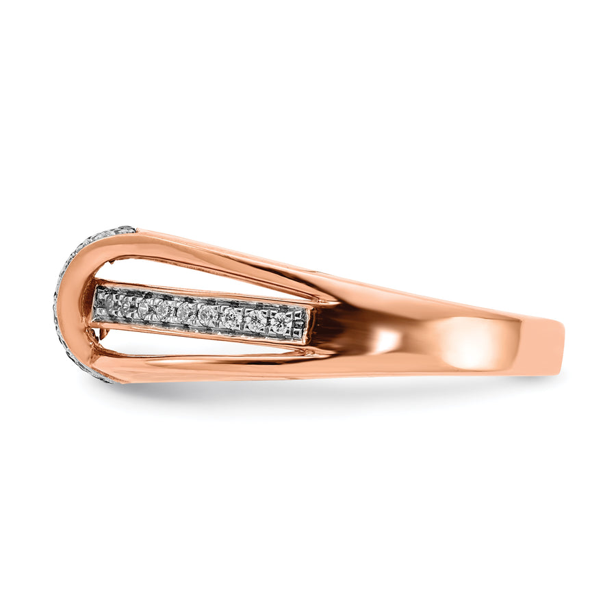 Anillo de Diamantes Blancos y Champagne en Oro Rosa de 14k