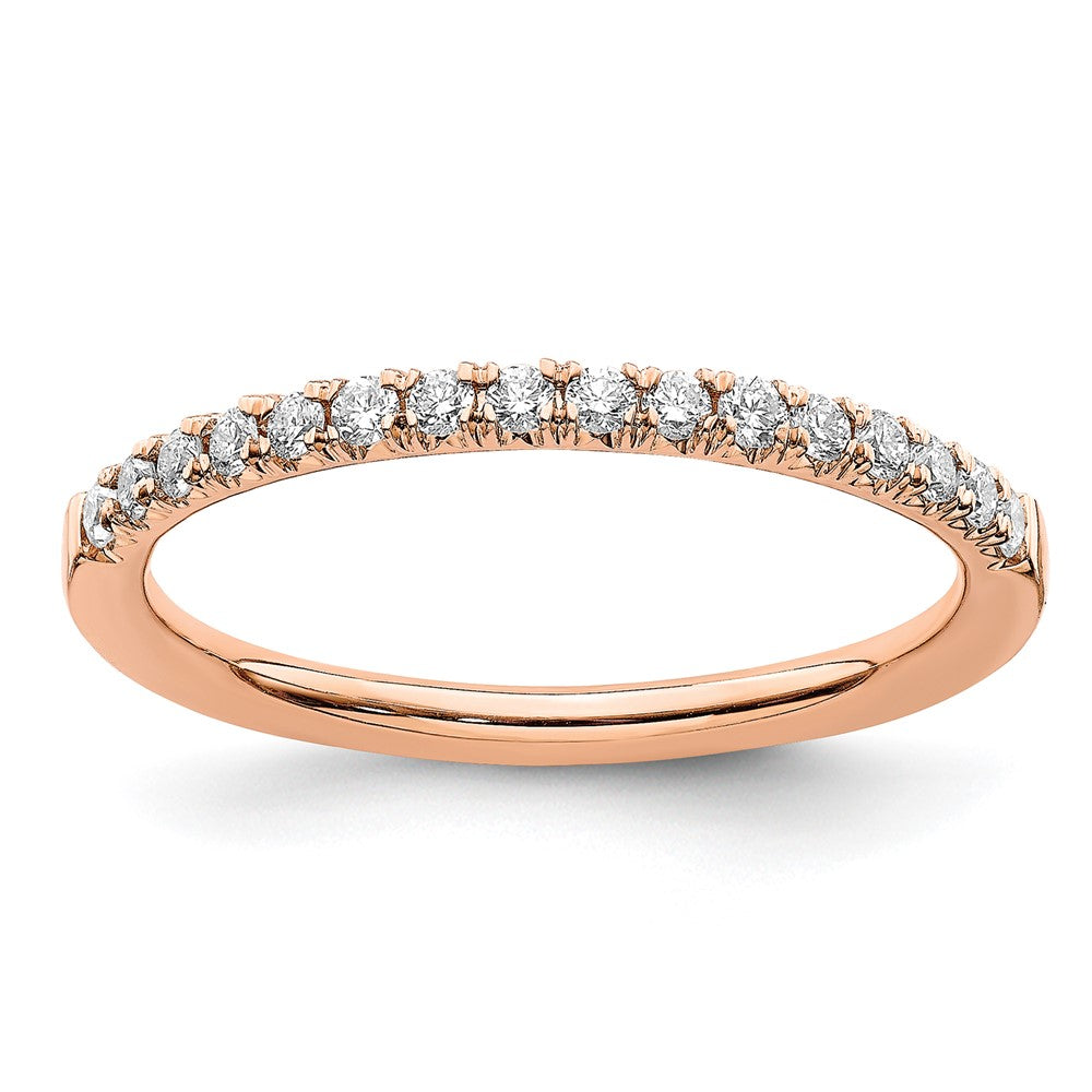 Alianza de Boda Completa en Oro Rosa de 14k con Diamantes Cultivados en Laboratorio de 1/4 Quilate (Calidad VS/SI+, Color G+)