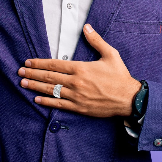 Anillo para Hombre de Oro 10k con Diamante de 1 Quilate Creado en Laboratorio (VS/SI+ G+)-Estilo Cluster Completo